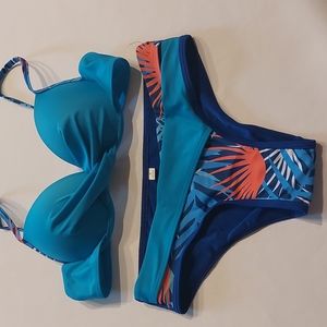 JFAN Women's bikini set two pieces  blue size S